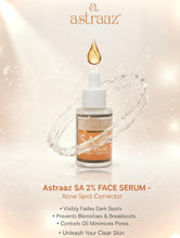 Astraaz SA 2% Face Serum bottle with droplet and water splash on a light background